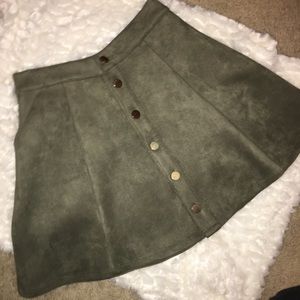 Green button up skater skirt